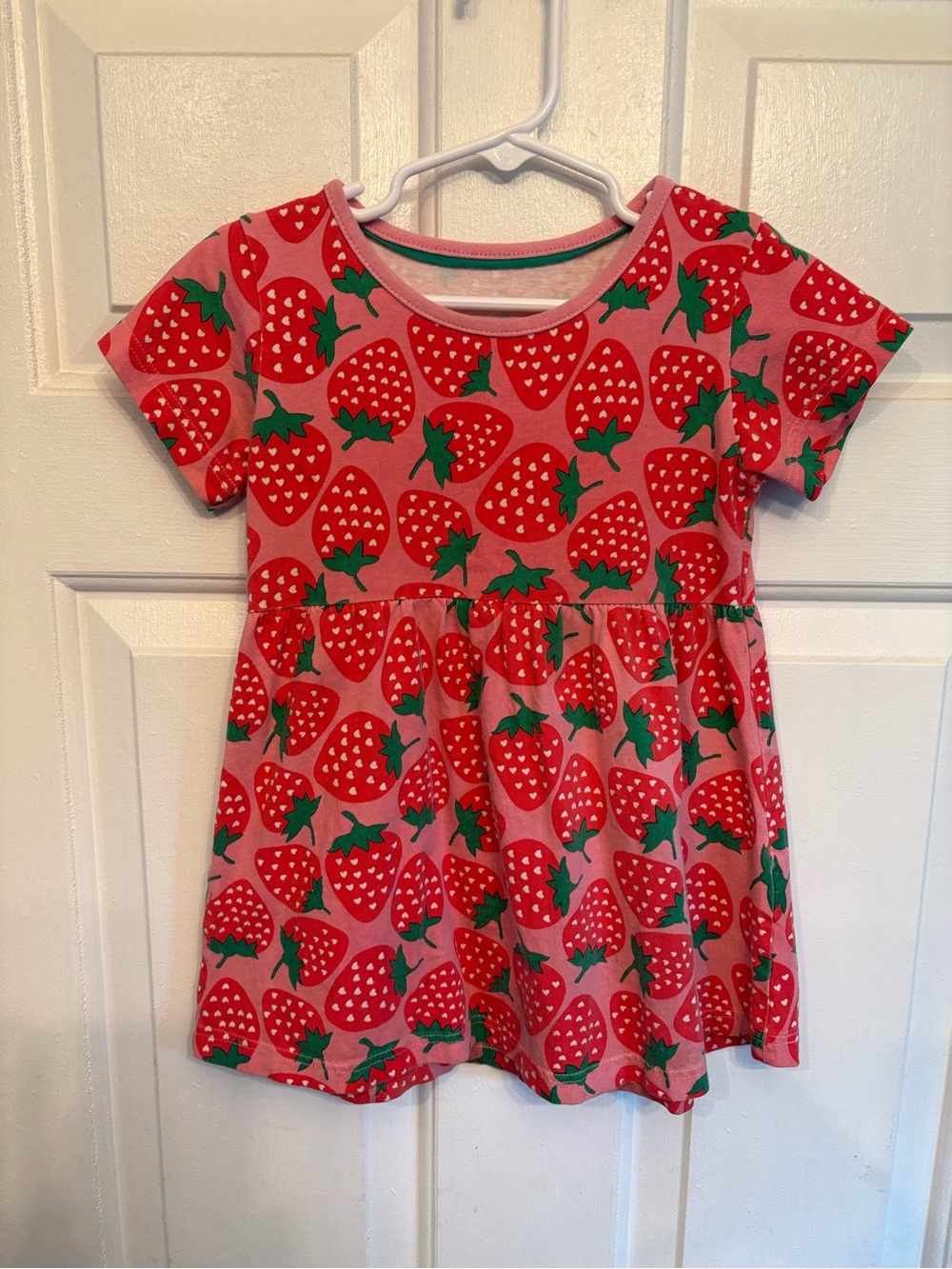 Girls Pink Strawberry Print Dress